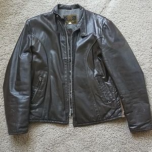 Vintage Brown Leather Motorcycle Jacket - Large 44